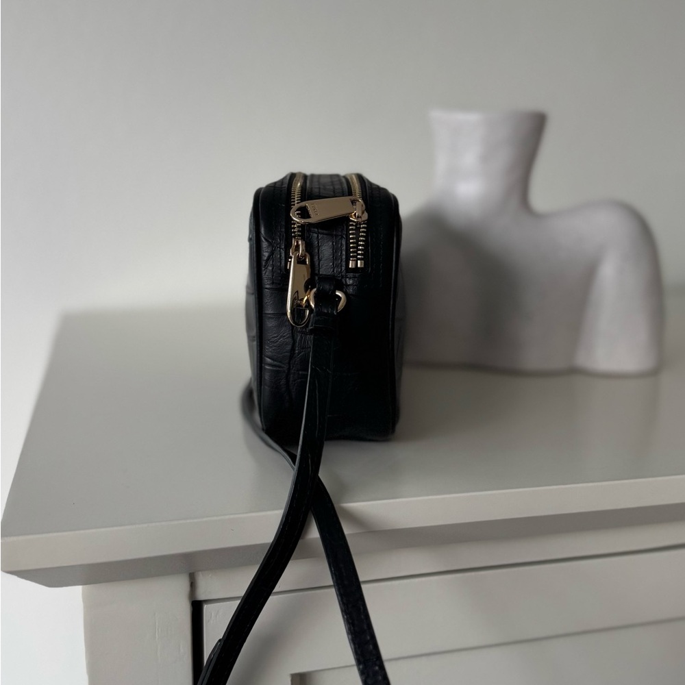 Furla Black Croc-Patterned Leather Camera Crossbody Bag - Picture 7 of 12